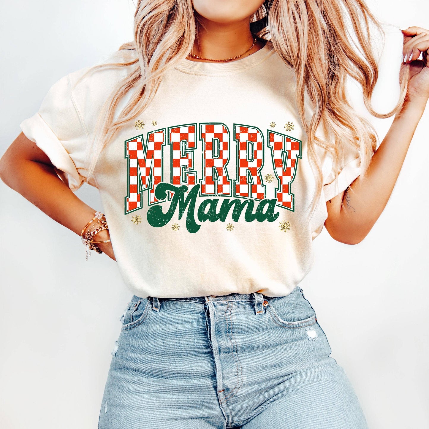 Retro Checkered Christmas Merry Mama Shirt