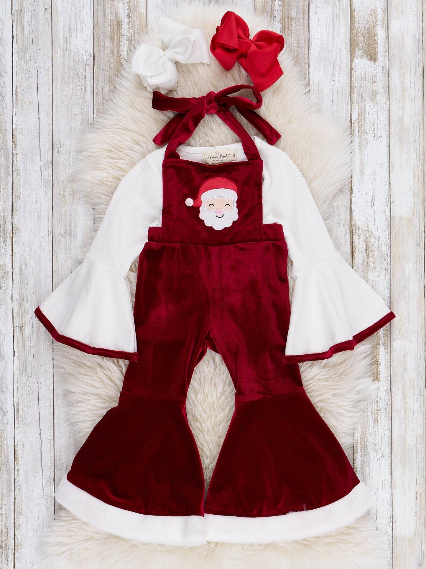 Jolly Santa Velvet Bell Bottom Outfit