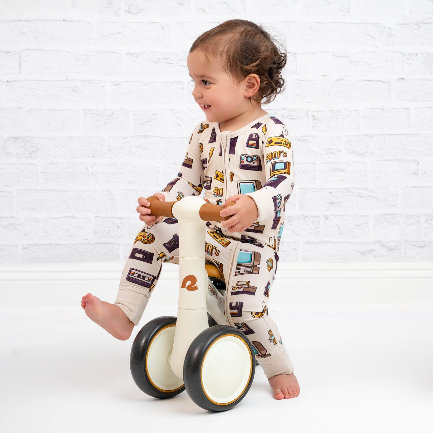 90's Retro Baby Bamboo Double Zipper Onesie
