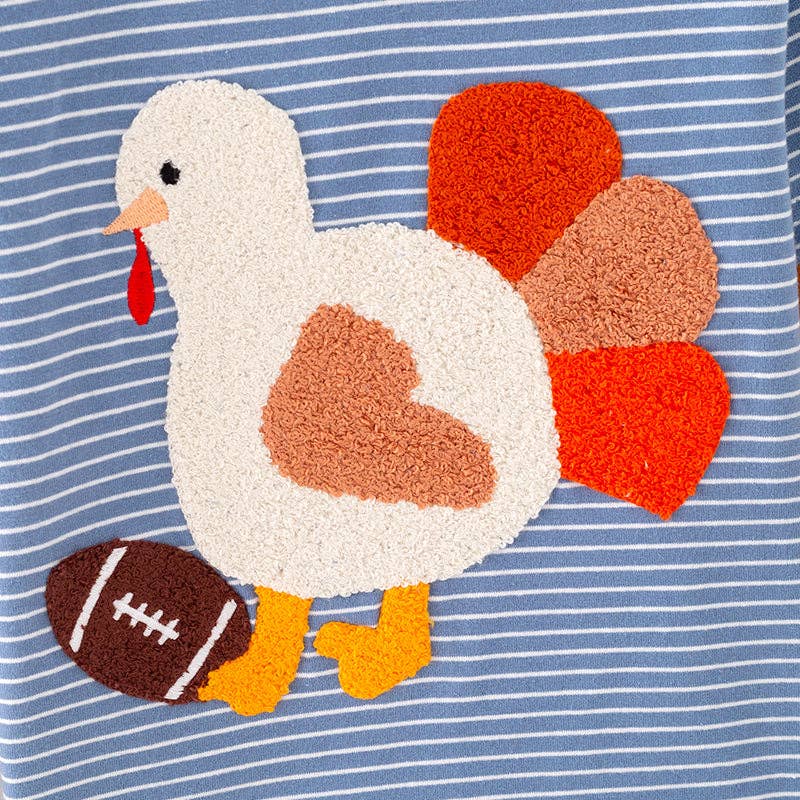 Boys Thanksgiving Turkey Football Chenille Patch Top