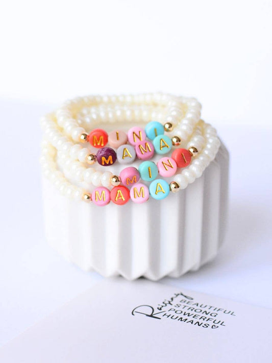 Inspirational Pearl MAMA MINI matching bracelet set