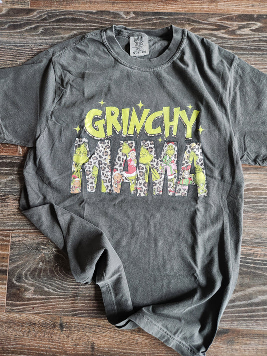 GRINCY MAMA Leopard Print Retro Trendy Christmas Tee